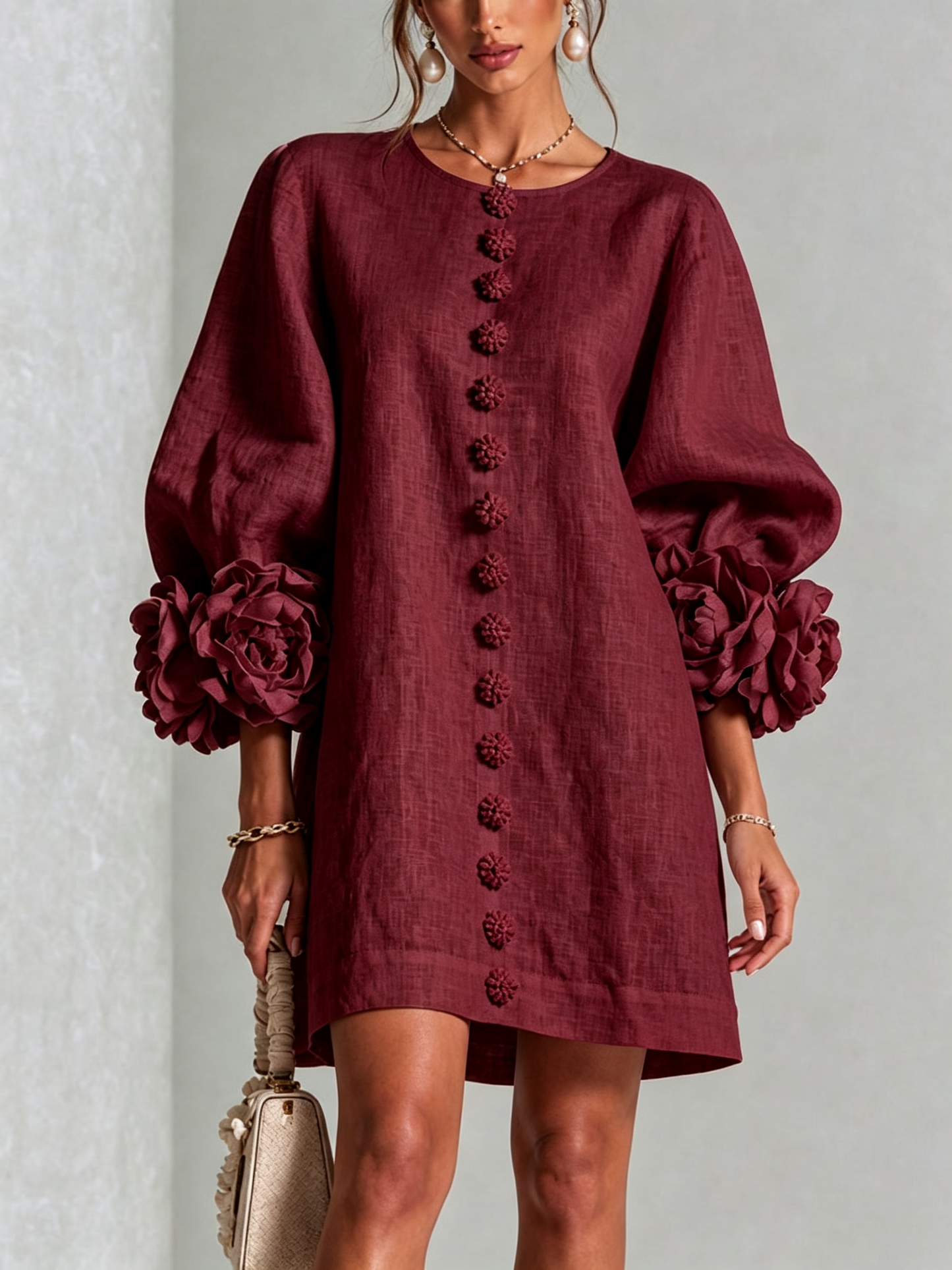 SoléaBloom – Floral Button-Down Mini Dress
