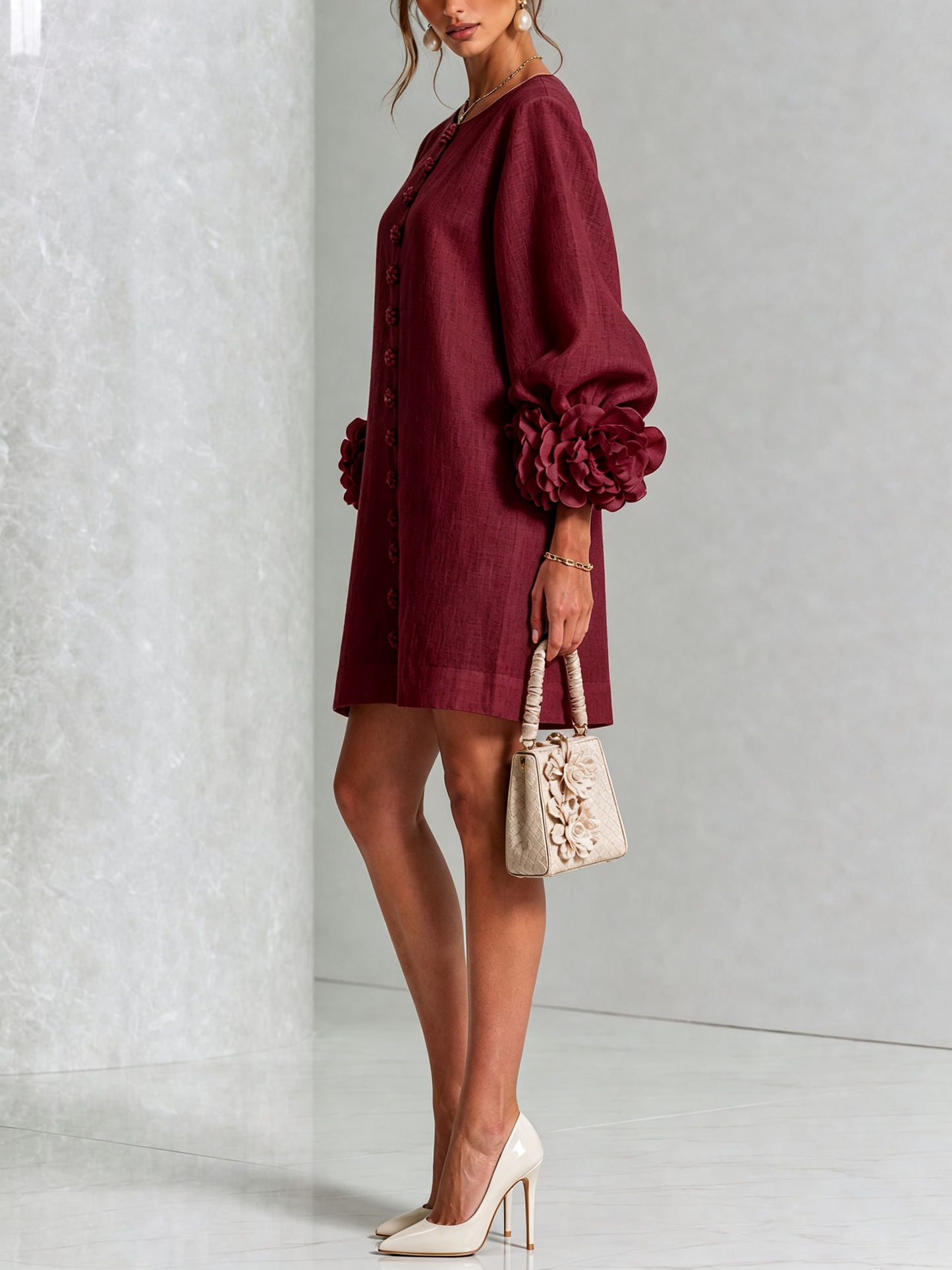 SoléaBloom – Floral Button-Down Mini Dress
