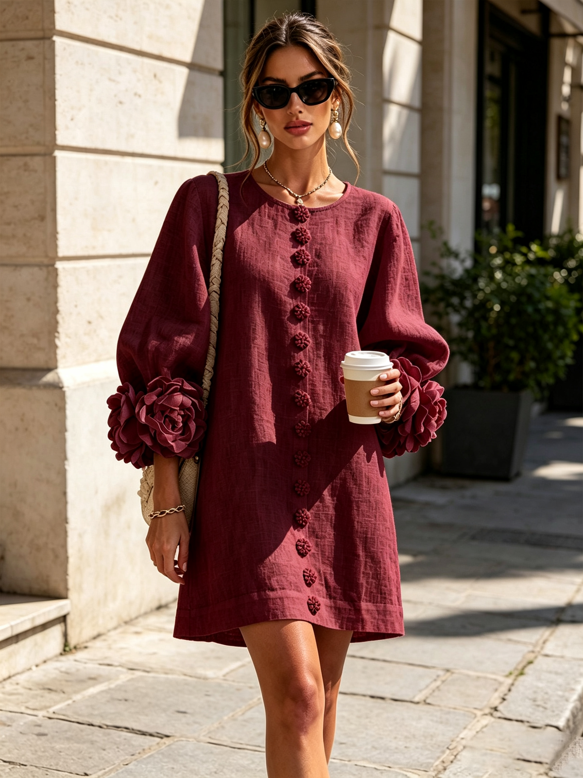 SoléaBloom – Floral Button-Down Mini Dress