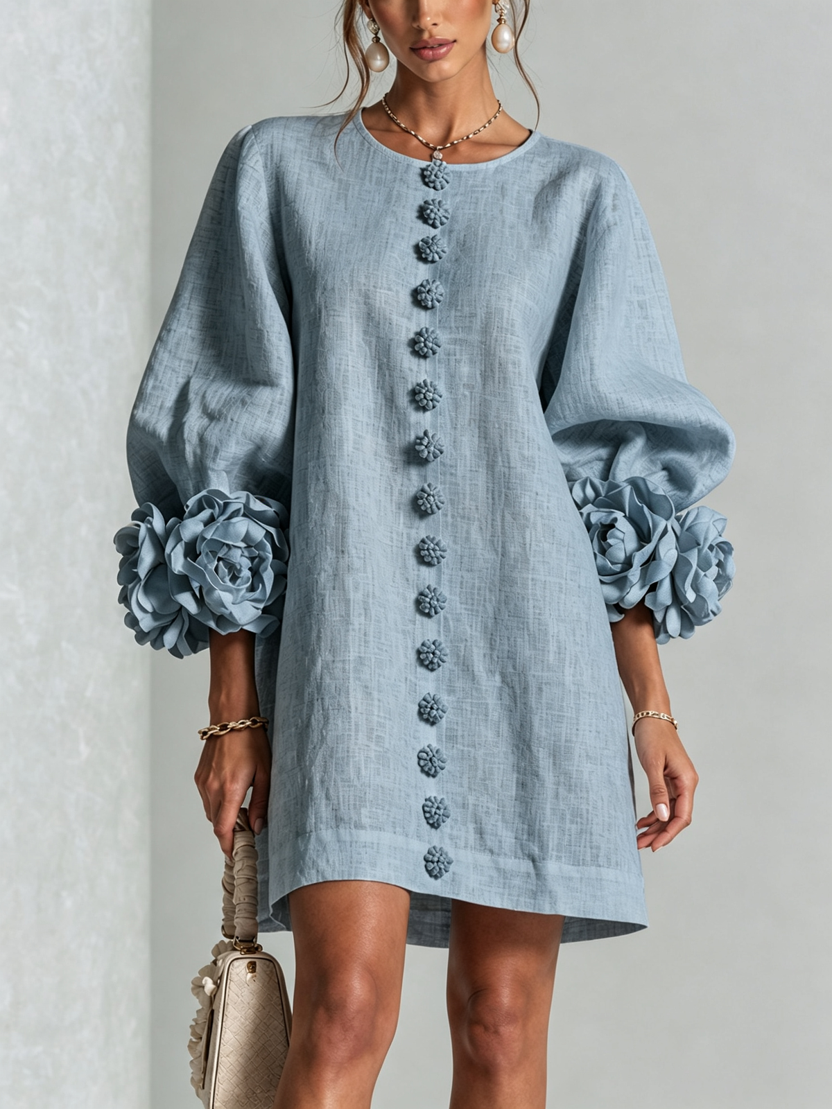 SoléaBloom – Floral Button-Down Mini Dress