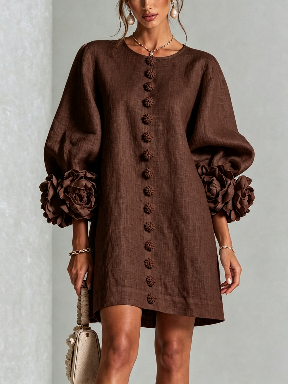 SoléaBloom – Floral Button-Down Mini Dress