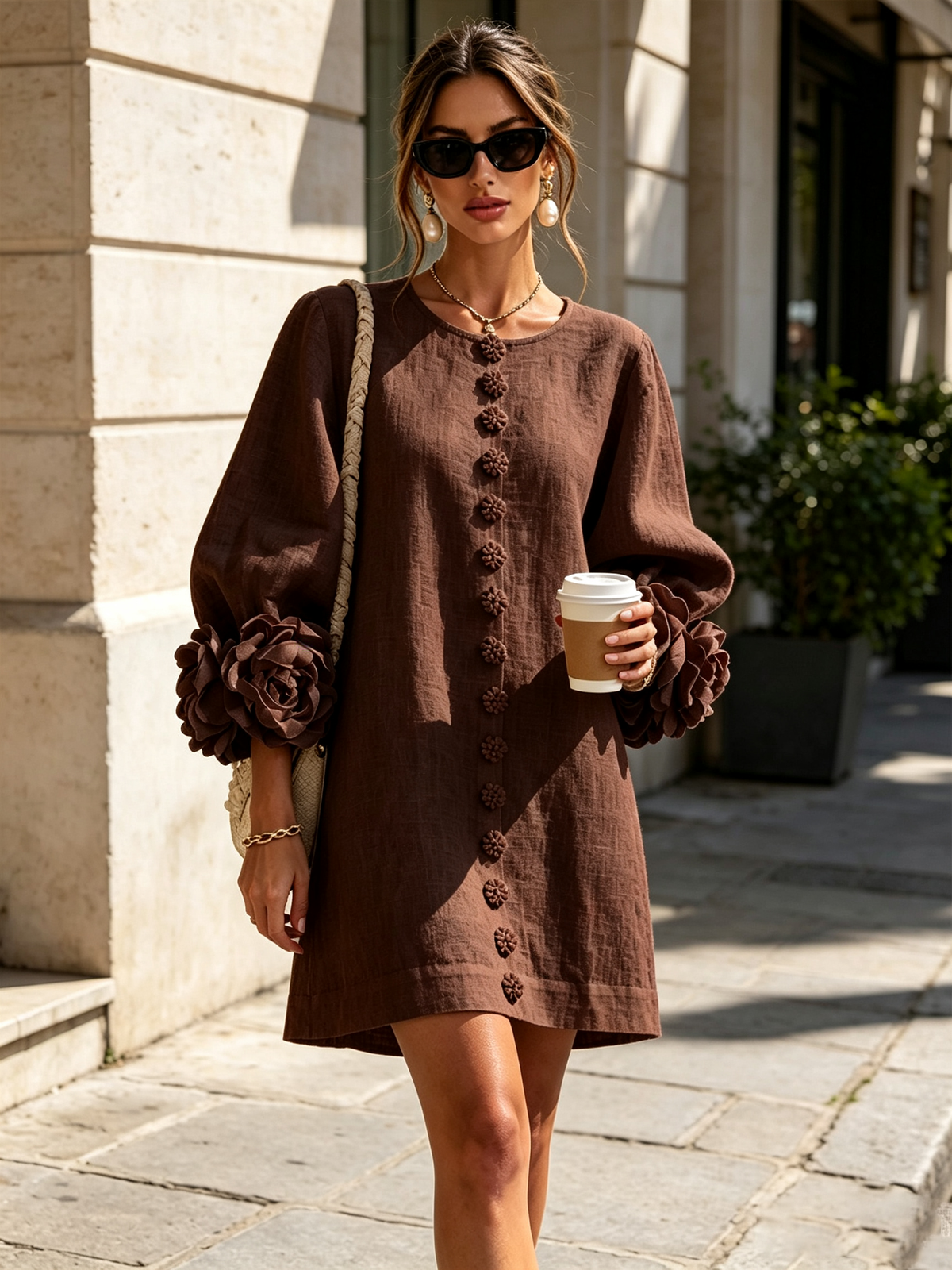 SoléaBloom – Floral Button-Down Mini Dress