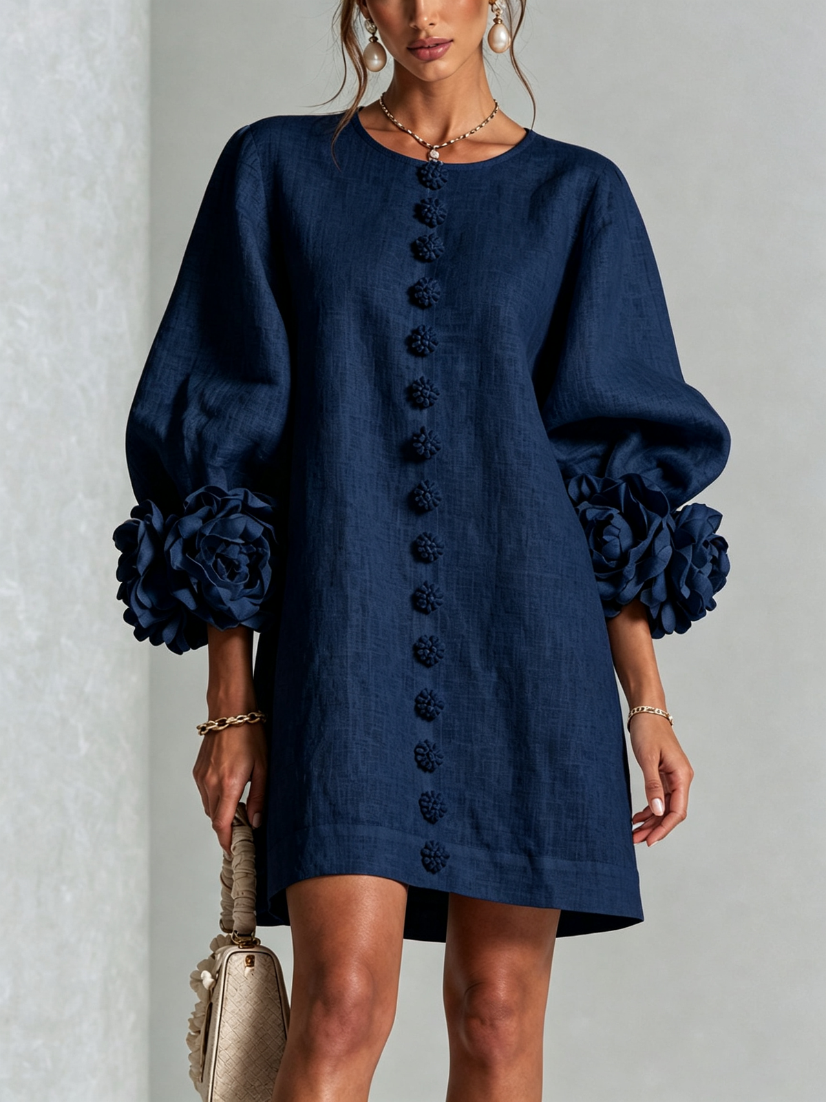 SoléaBloom – Floral Button-Down Mini Dress