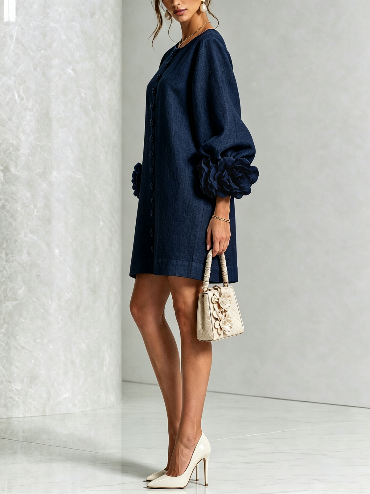 SoléaBloom – Floral Button-Down Mini Dress