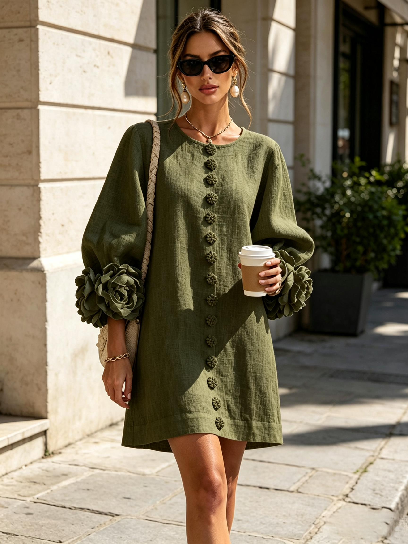 SoléaBloom – Floral Button-Down Mini Dress