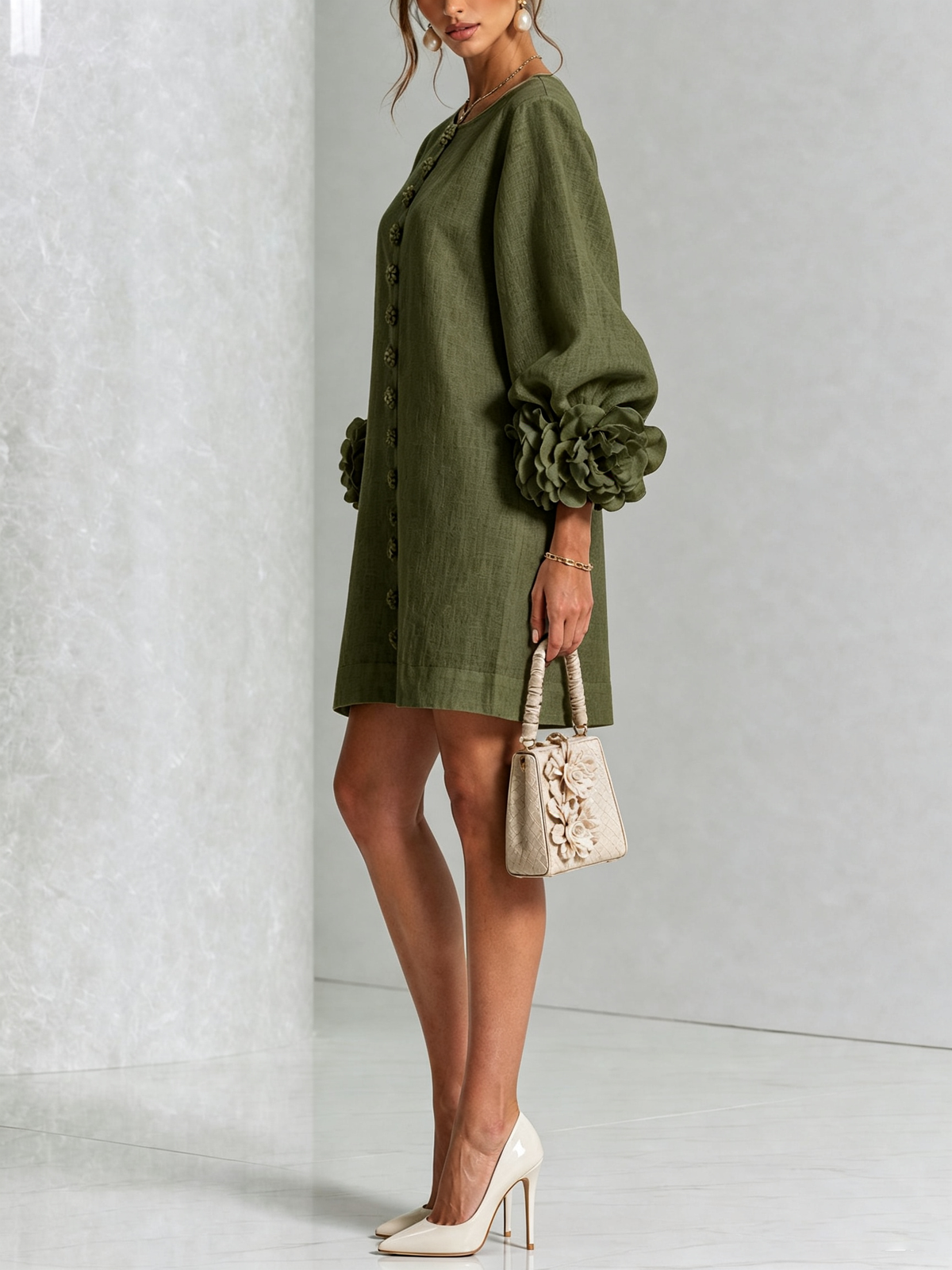 SoléaBloom – Floral Button-Down Mini Dress