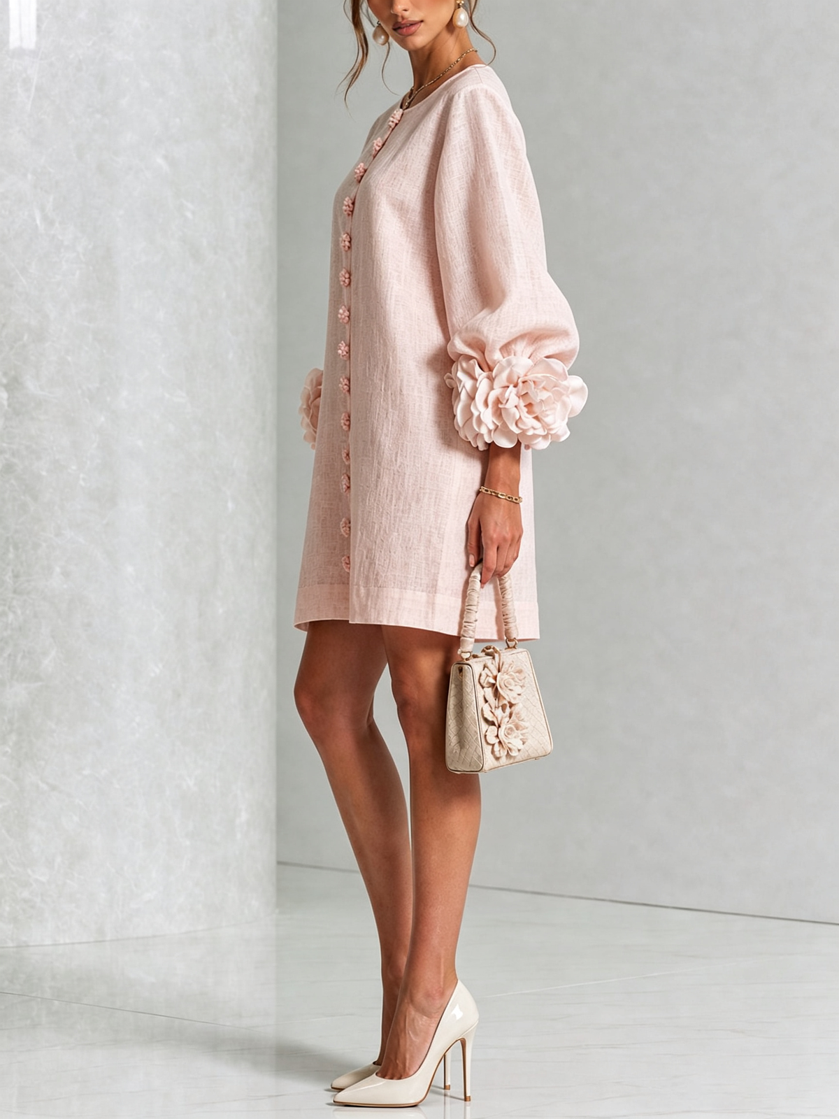 SoléaBloom – Floral Button-Down Mini Dress
