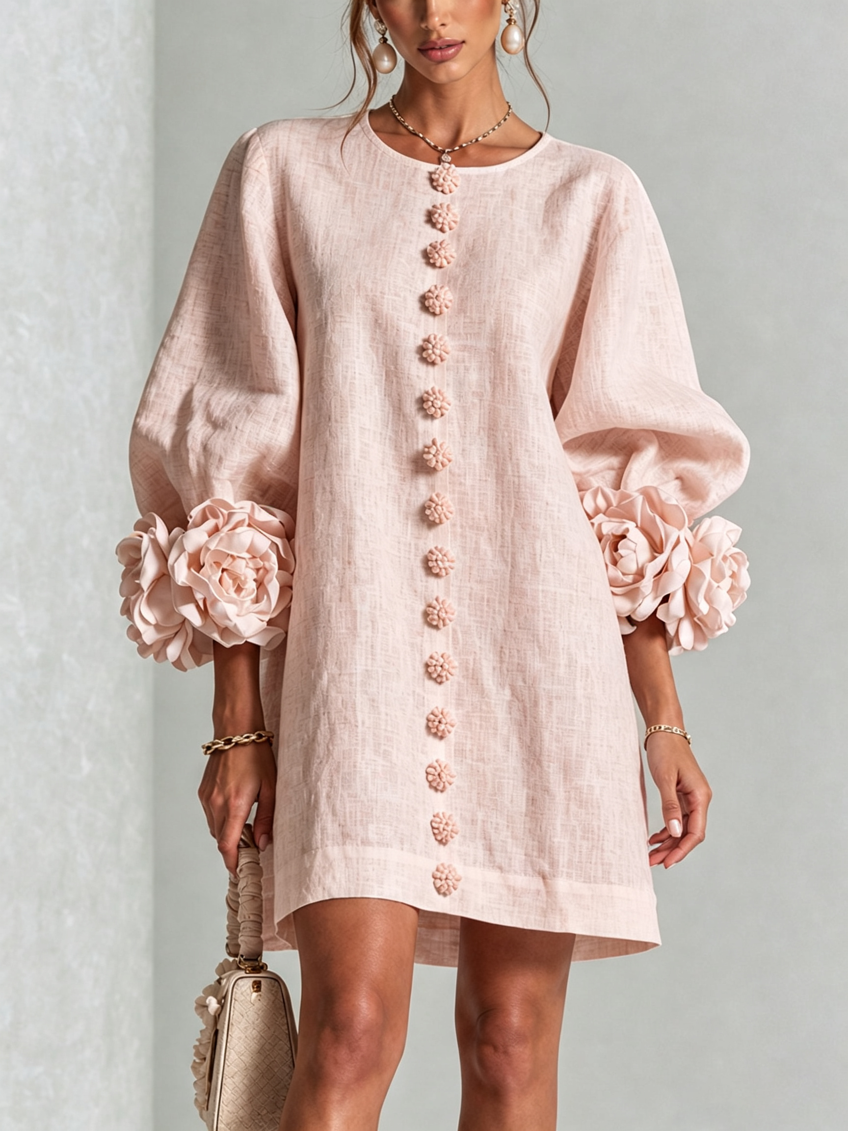 SoléaBloom – Floral Button-Down Mini Dress