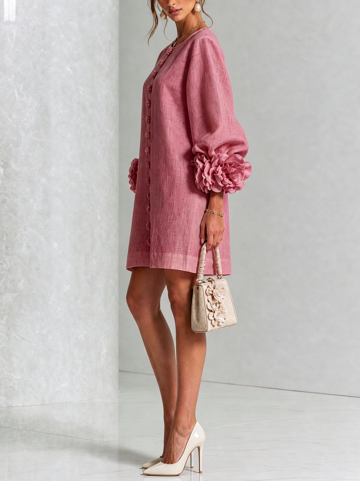 SoléaBloom – Floral Button-Down Mini Dress