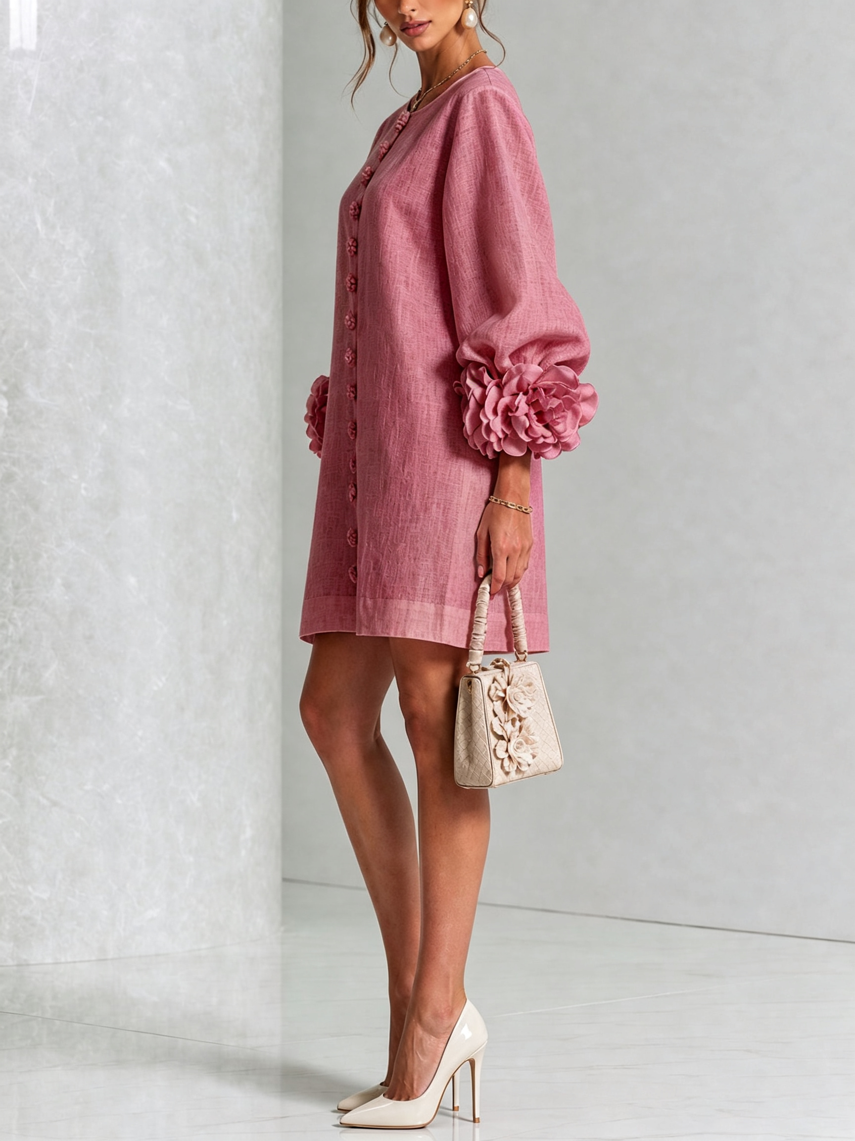 SoléaBloom – Floral Button-Down Mini Dress