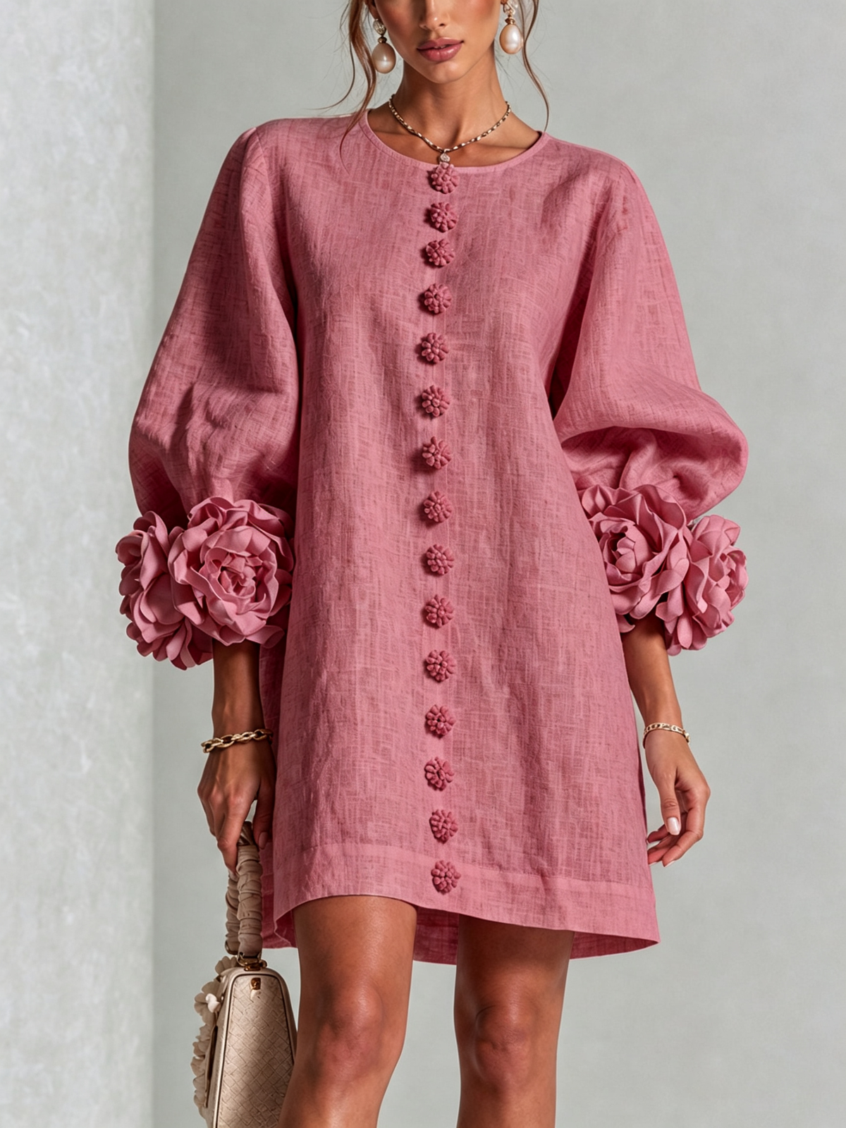SoléaBloom – Floral Button-Down Mini Dress