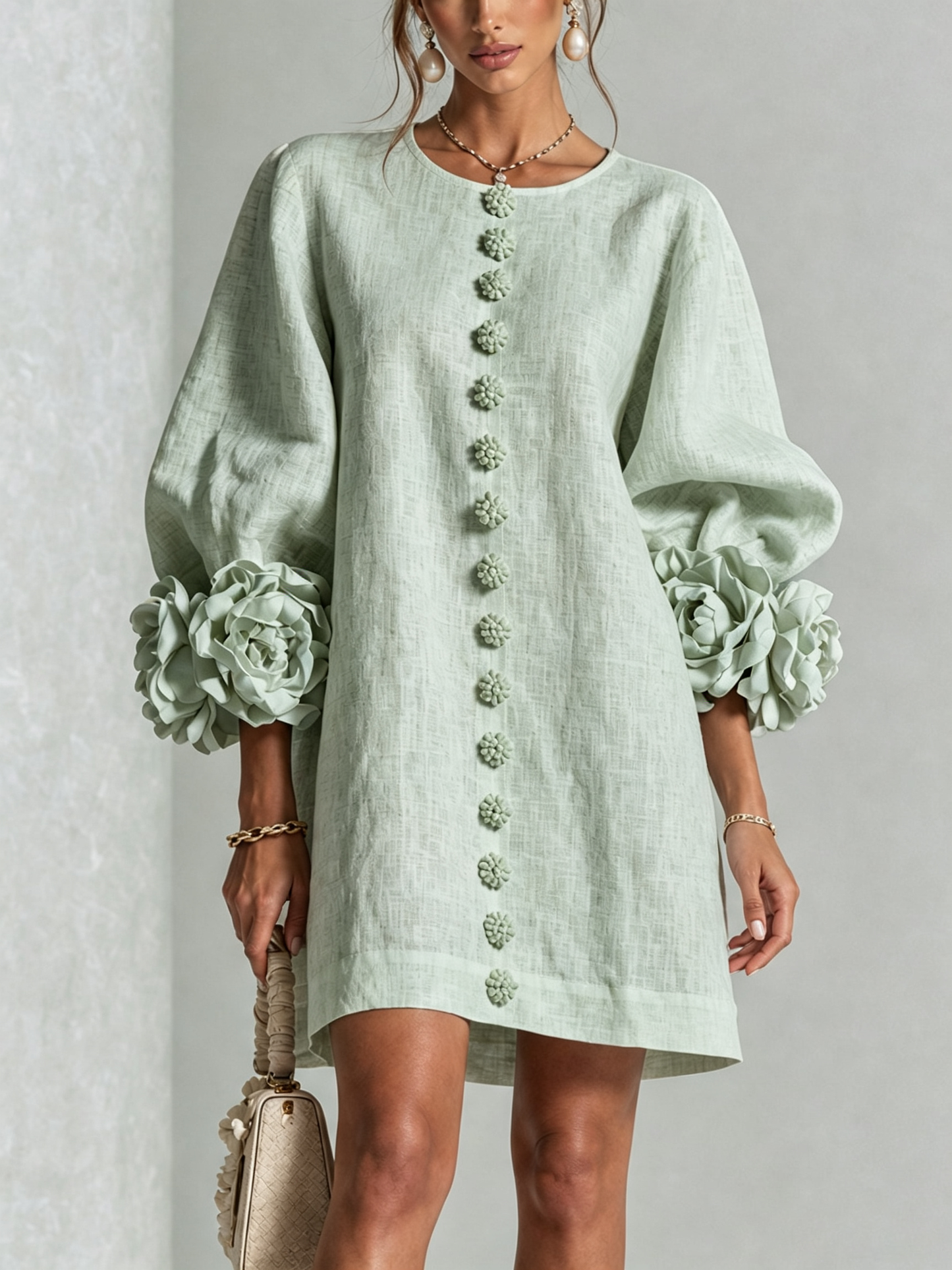 SoléaBloom – Floral Button-Down Mini Dress