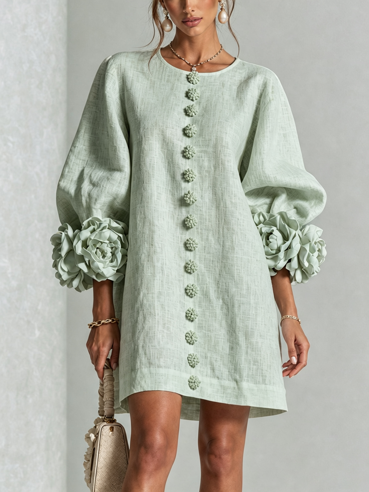 SoléaBloom – Floral Button-Down Mini Dress