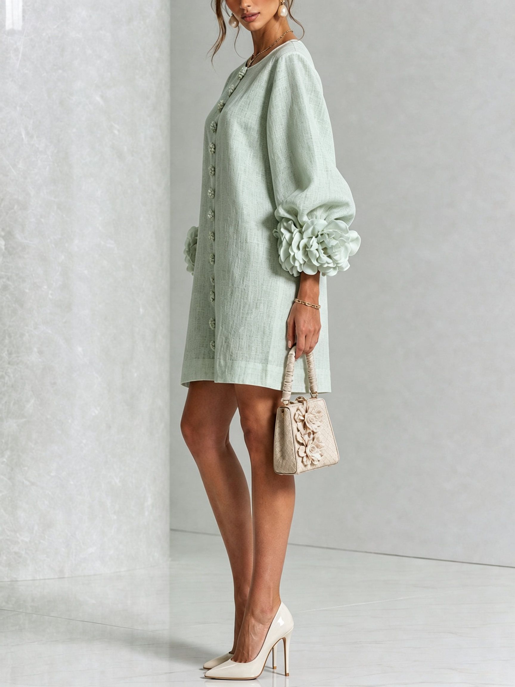 SoléaBloom – Floral Button-Down Mini Dress