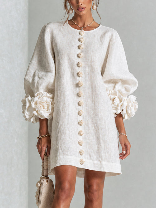 SoléaBloom – Floral Button-Down Mini Dress