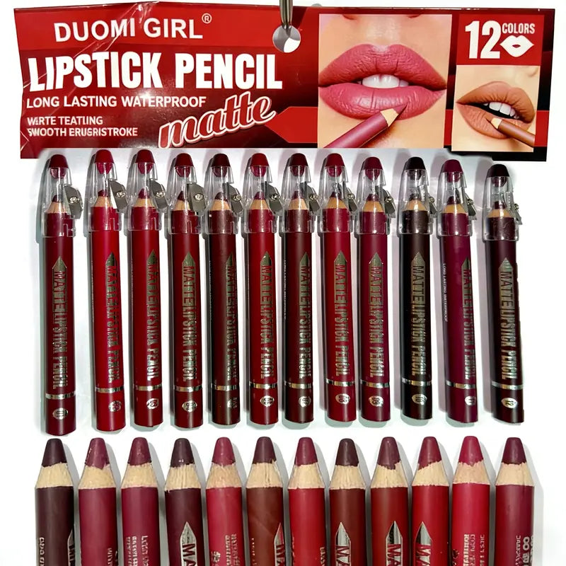 LuxeLine – 12-Piece Matte Lip Liner Set