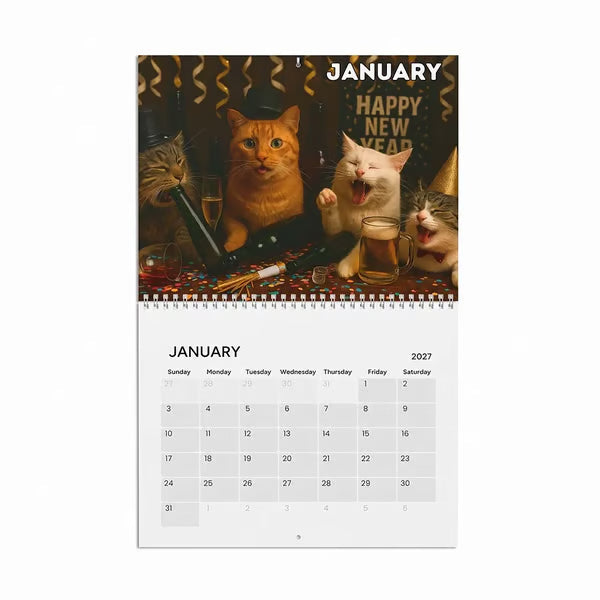 Paws & Pints – Humorous Cats 2027 Wall Calendar