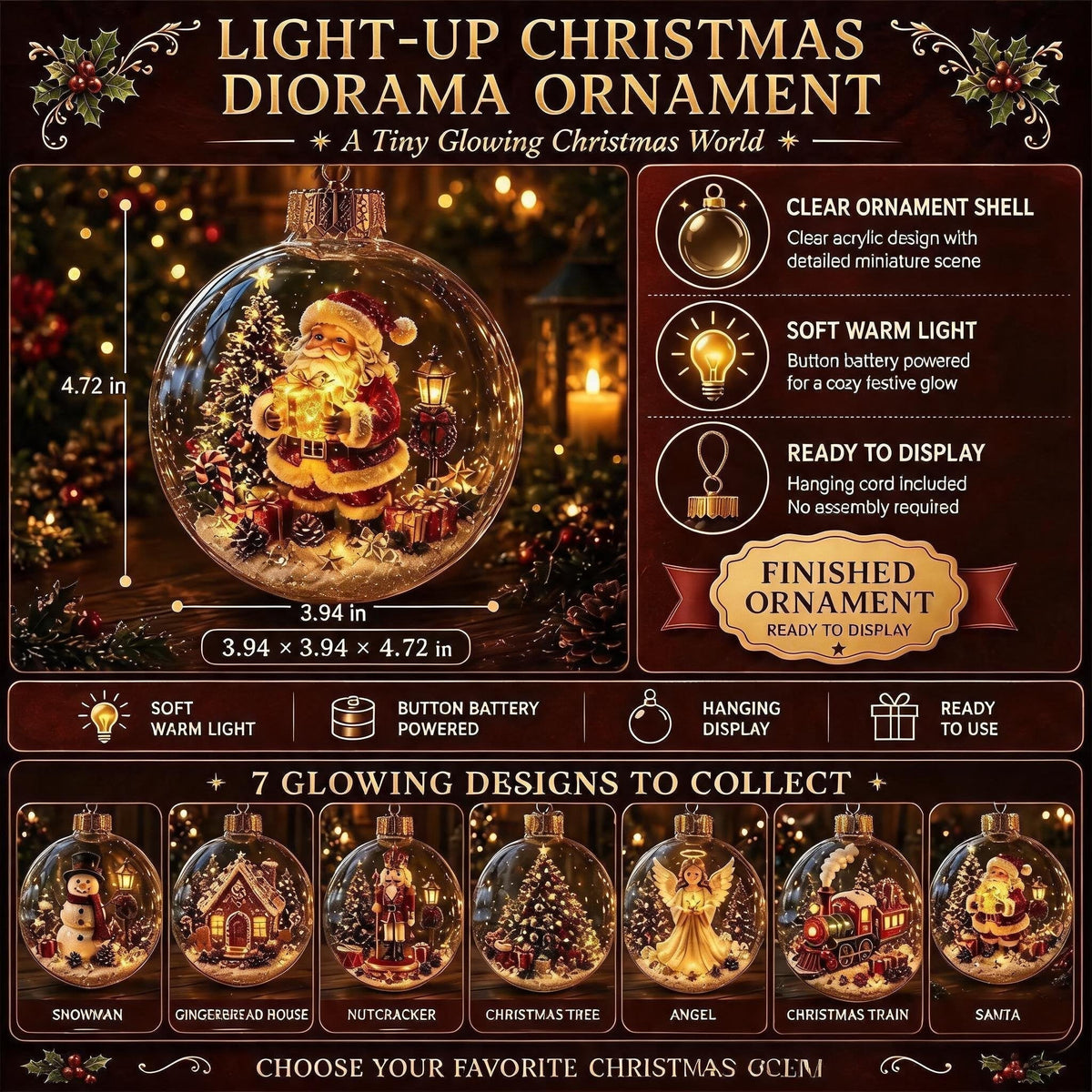 ChristmasAura – Glowing Holiday Diorama Ornament
