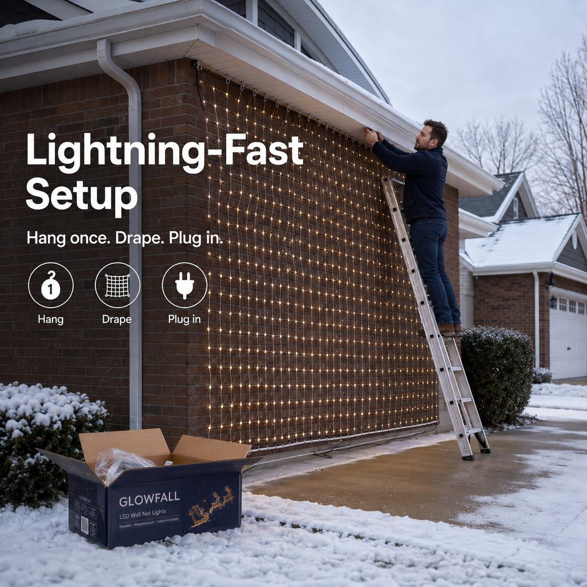 GlowGrid – Christmas LED House Net Curtain Lights