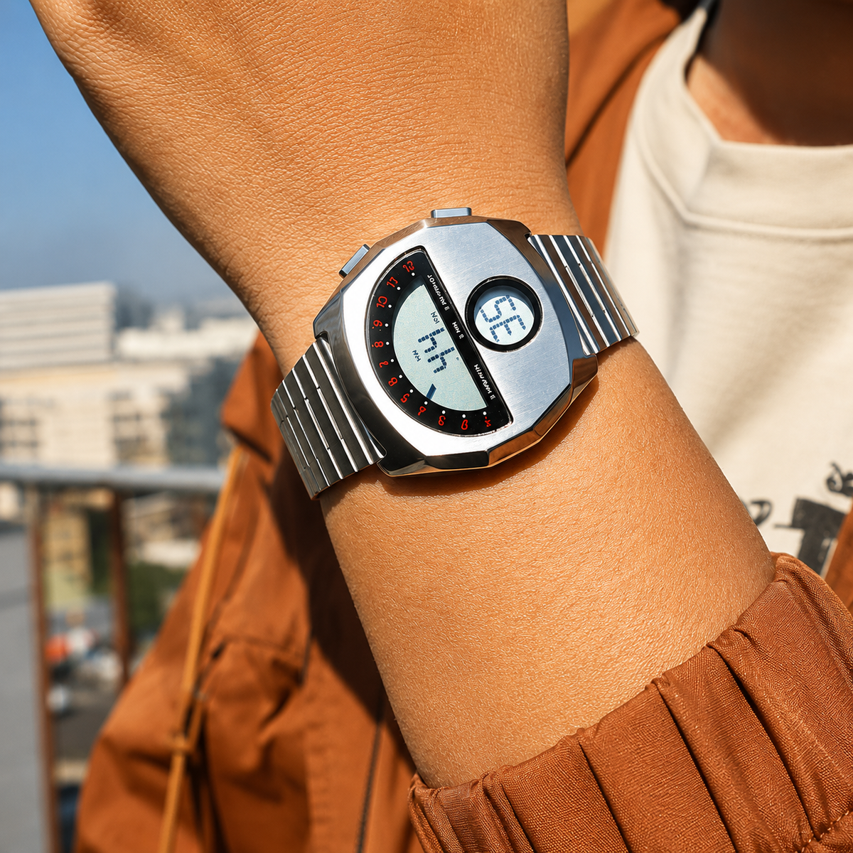 AeroChron – Futuristic Stainless Steel Watch