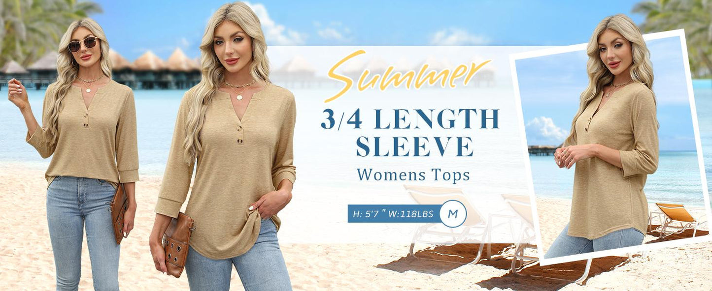 SiennaStyle – Flowy Henley Blouse