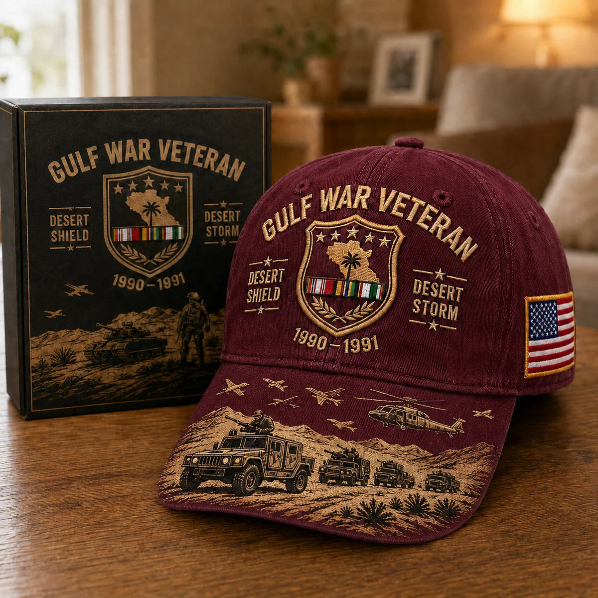 DesertValor – Gulf War Desert Storm Shield Veteran Cap