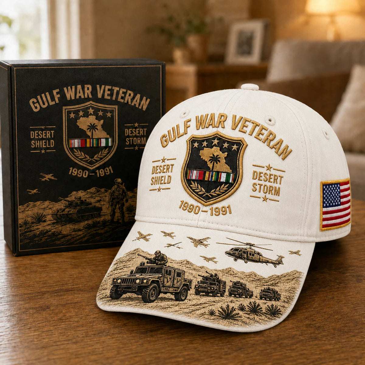 DesertValor – Gulf War Desert Storm Shield Veteran Cap