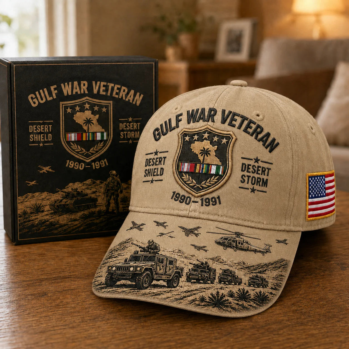 DesertValor – Gulf War Desert Storm Shield Veteran Cap