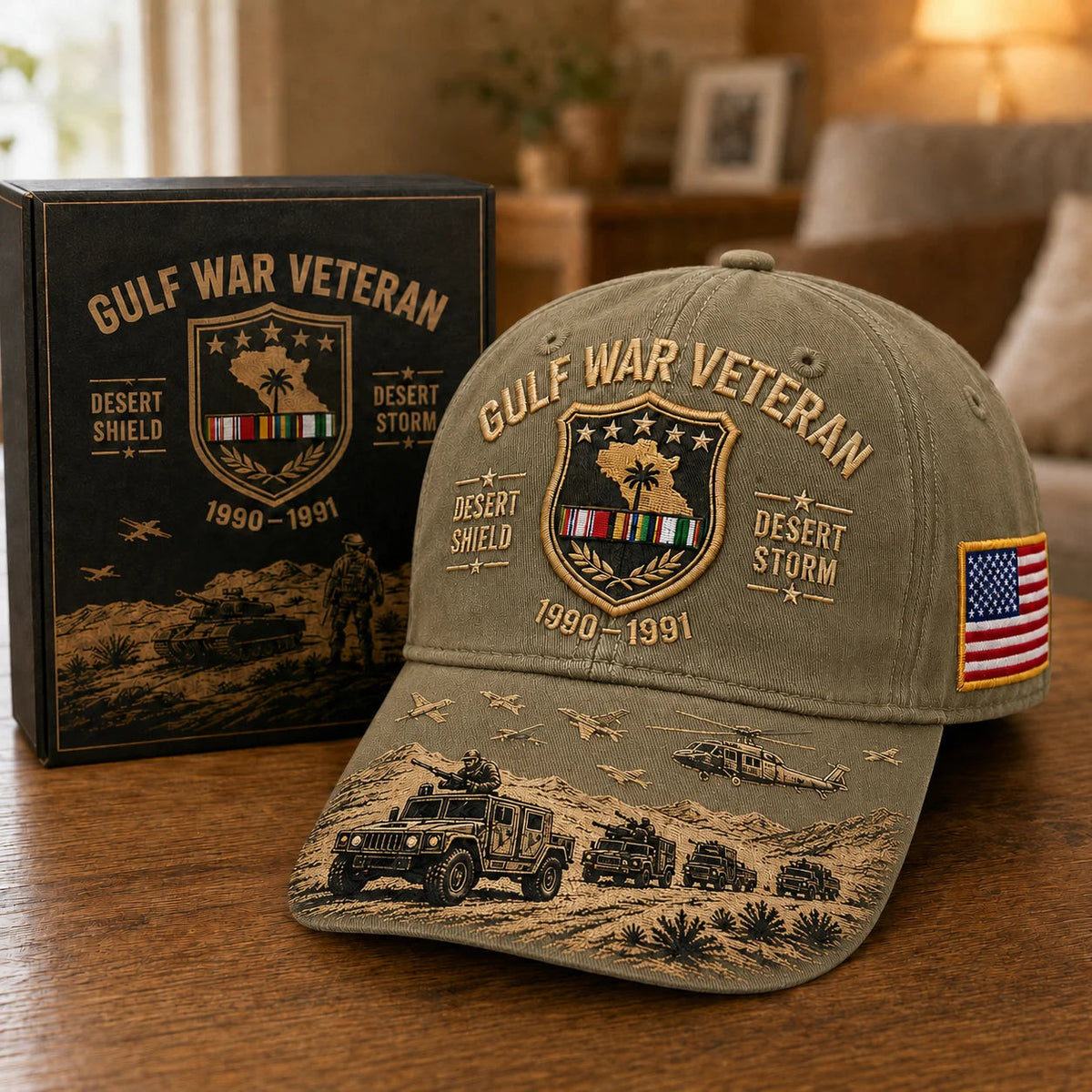 DesertValor – Gulf War Desert Storm Shield Veteran Cap