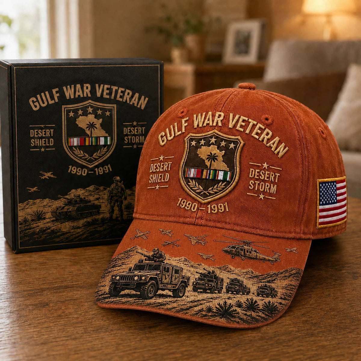 DesertValor – Gulf War Desert Storm Shield Veteran Cap