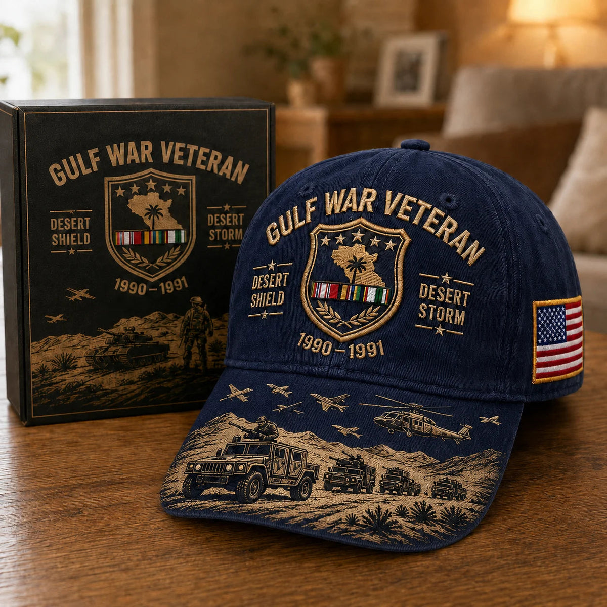 DesertValor – Gulf War Desert Storm Shield Veteran Cap