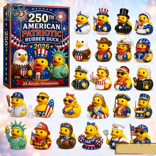 Collection of 24 American patriotic rubber duck acrylic ornaments for the 250th anniversary