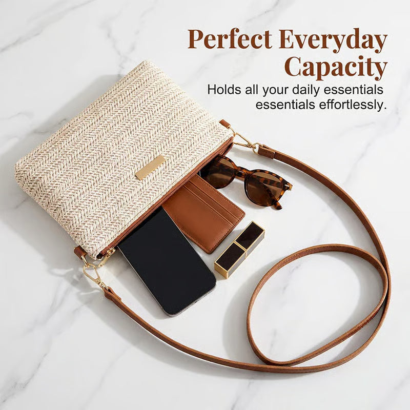 SoléaMuse – Woven Straw Shoulder Clutch Bag