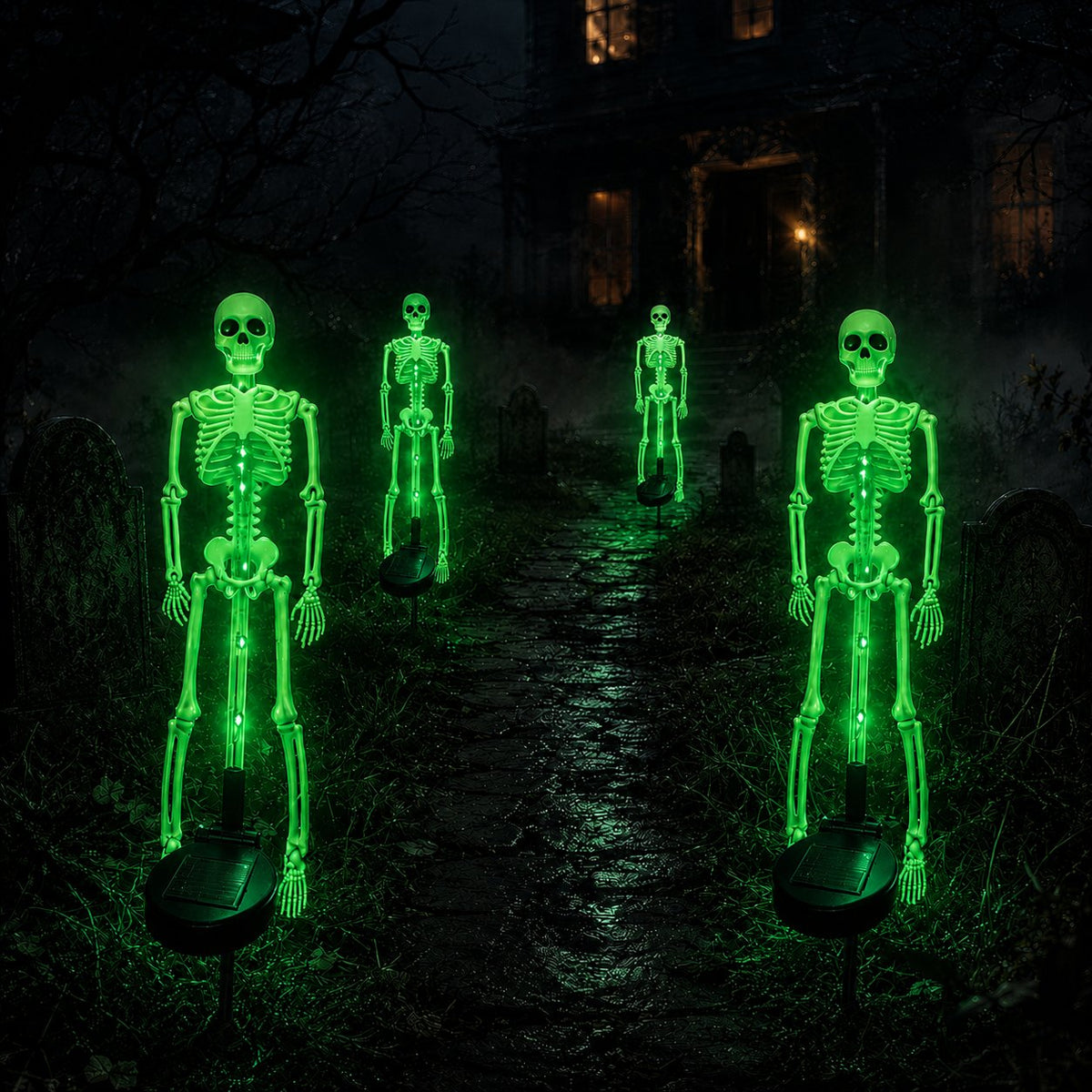HauntedGlow – Purple Skeleton Solar Yard Stake
