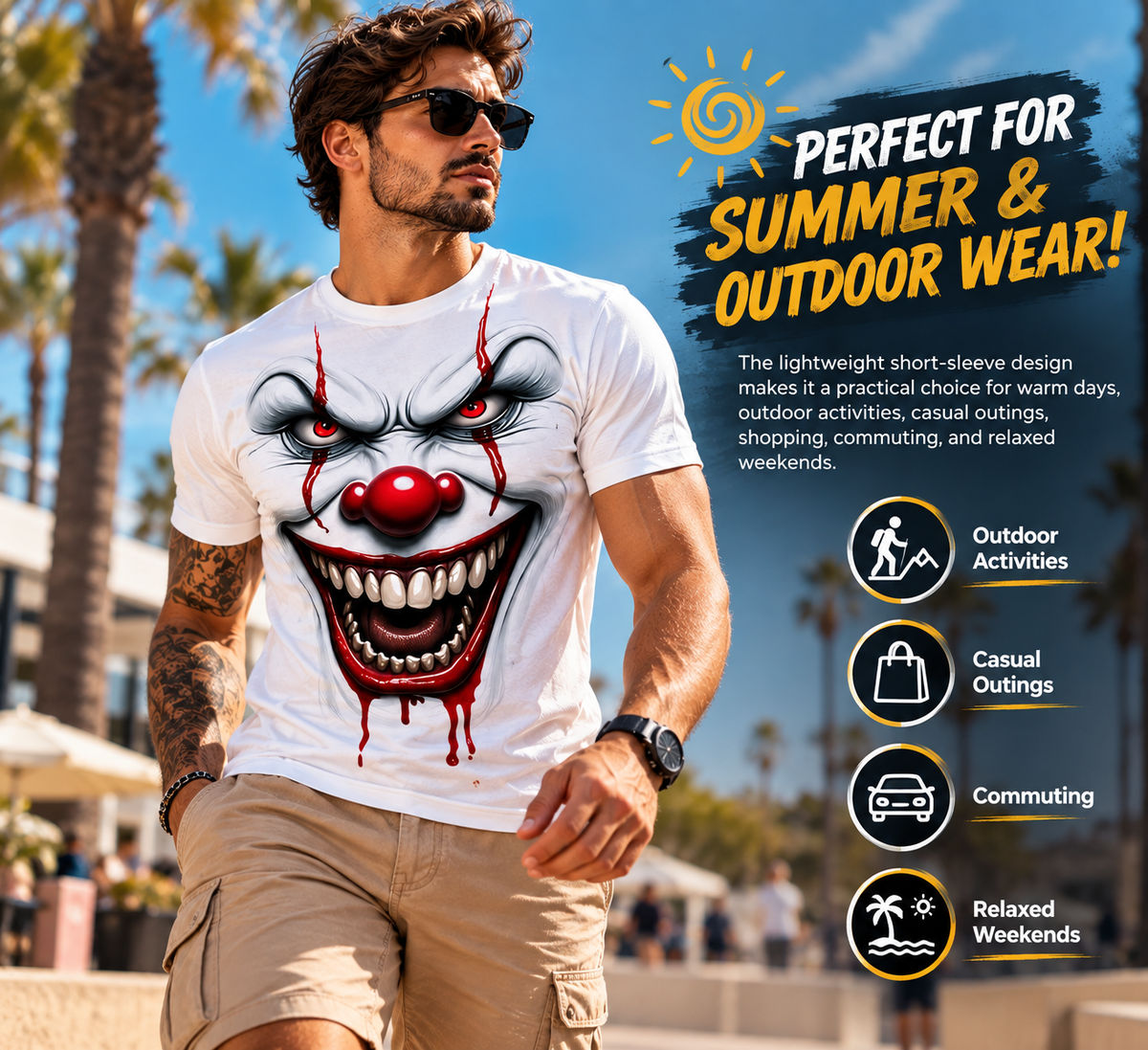 GrimVale – Men’s Horror Clown Graphic T-Shirt