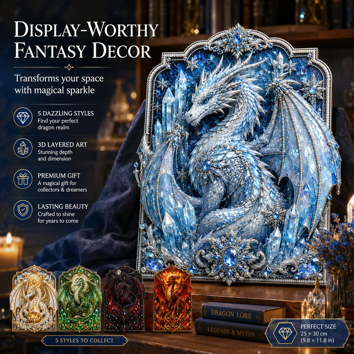 DragonCrest – 3D Fantasy Diamond Painting Kit