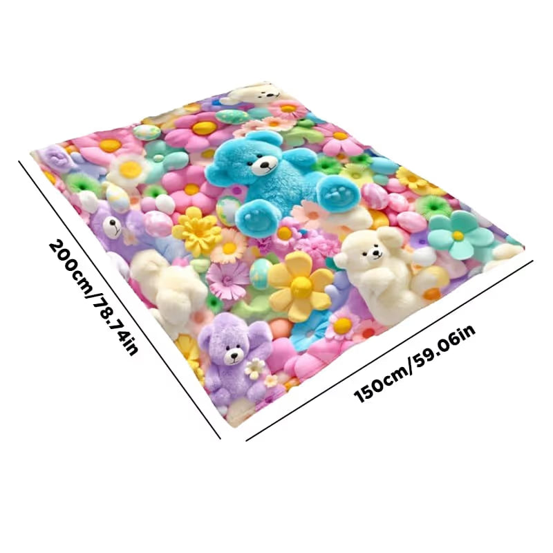 VelvetCloud – Cute Plush 3D Floral Throw Blanket