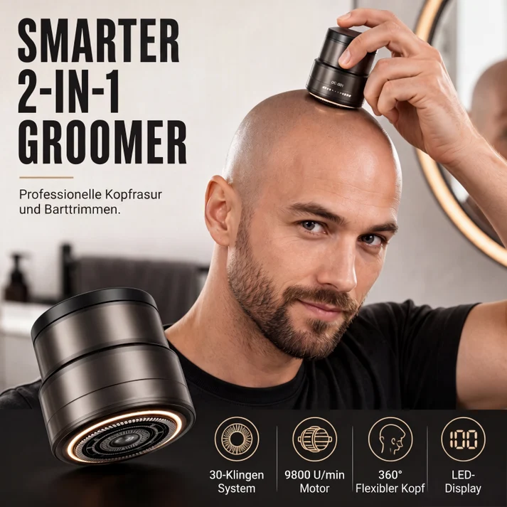 GroomFlex – 2-in-1 Electric Bald Head Shaver & Beard Trimmer