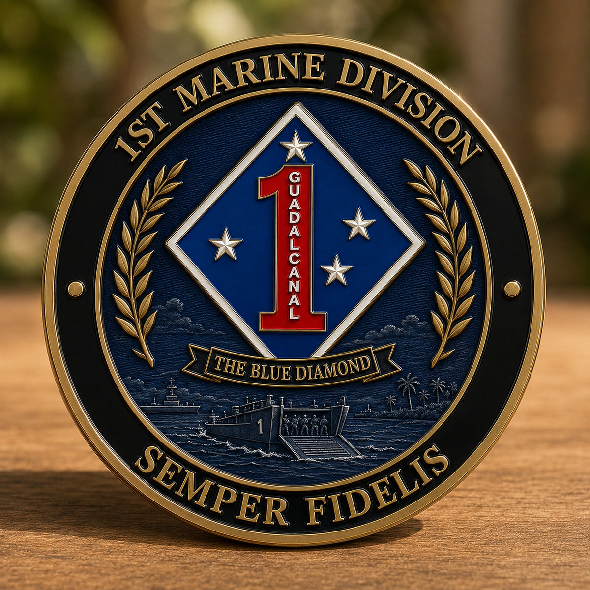 🔷U.S. Marine Corps 1st Marine Division “The Blue Diamond” Commemorative Coin（Gift box included）