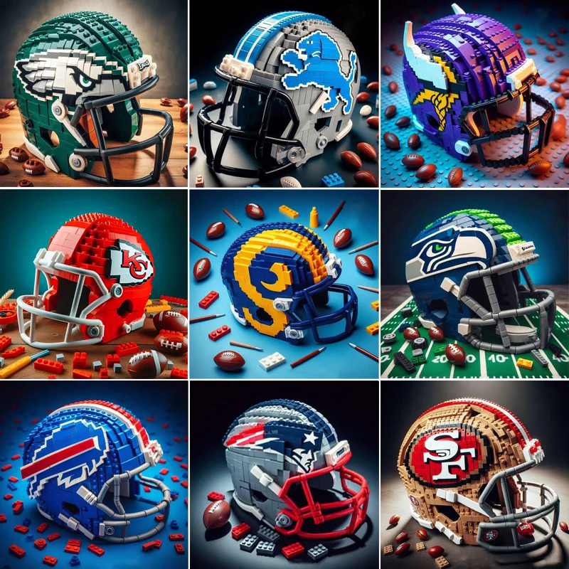 NFL Building Block Helmet 🧩🏈 CE Certified Family Build Gift Collectors Block Set