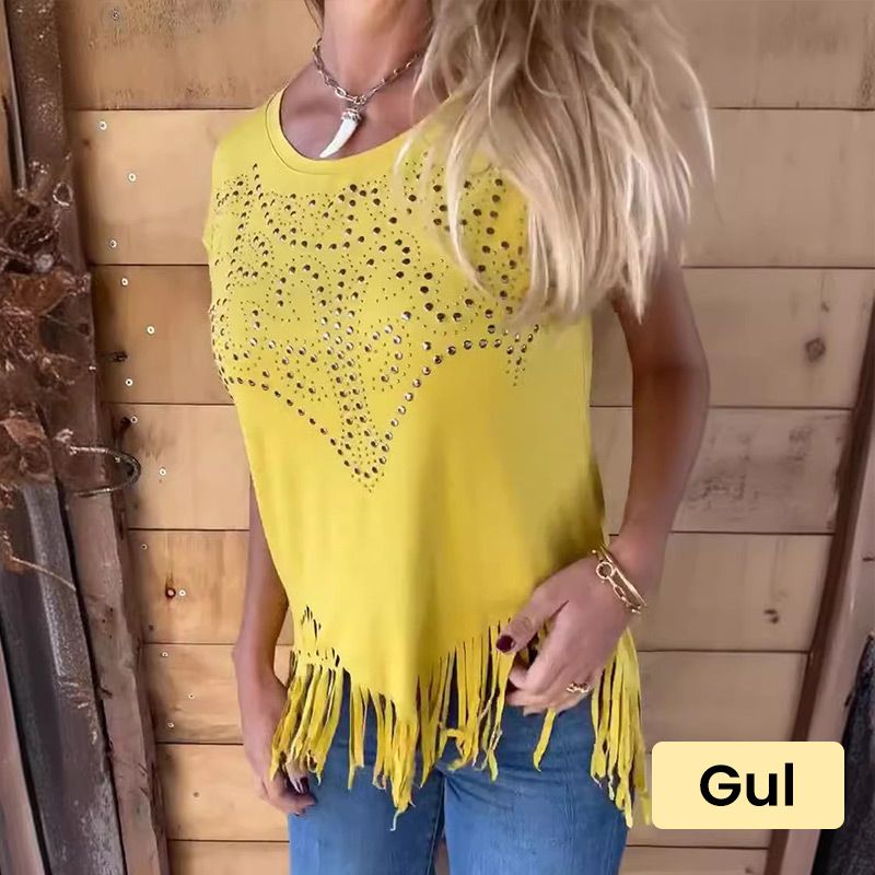 ElaraGrace – Radiant Frayed Hem T-Shirt