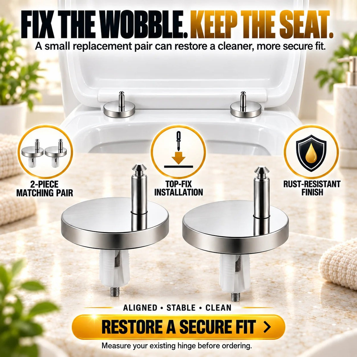 BoltOra – Top-Fix Toilet Seat Hinge Replacement Kit