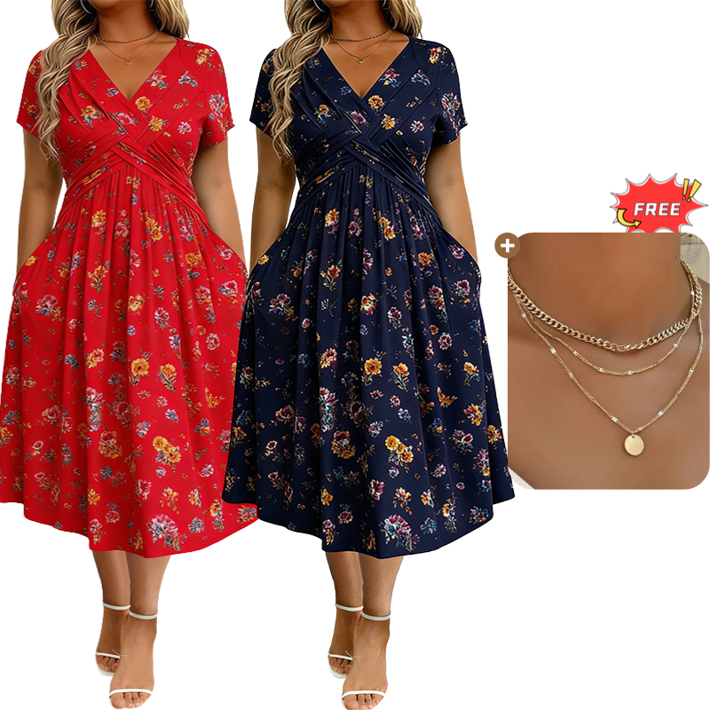 PetalGrace – Floral Twist-Waist Maxi Dress