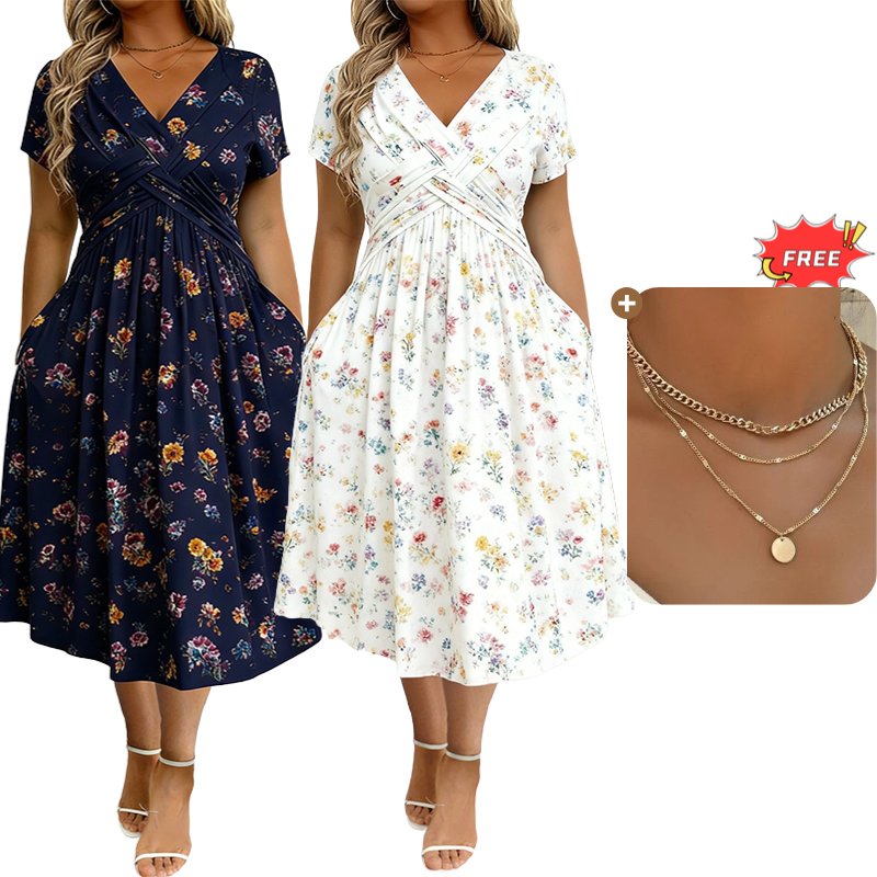 PetalGrace – Floral Twist-Waist Maxi Dress