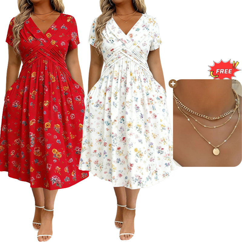 PetalGrace – Floral Twist-Waist Maxi Dress
