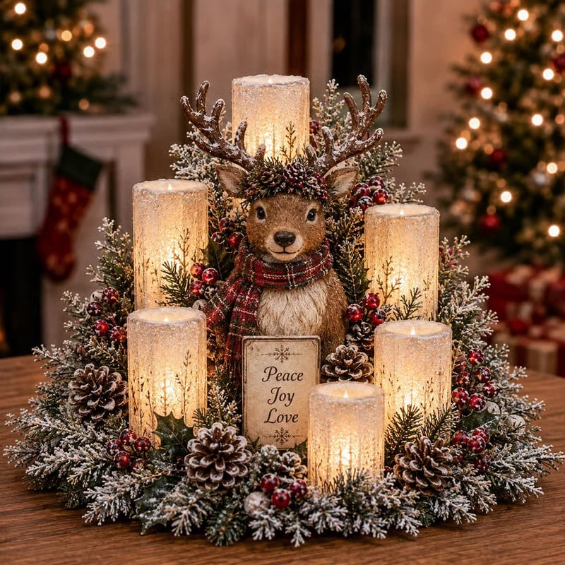 ChristmasCharm – Festive Lighted Table Centerpiece