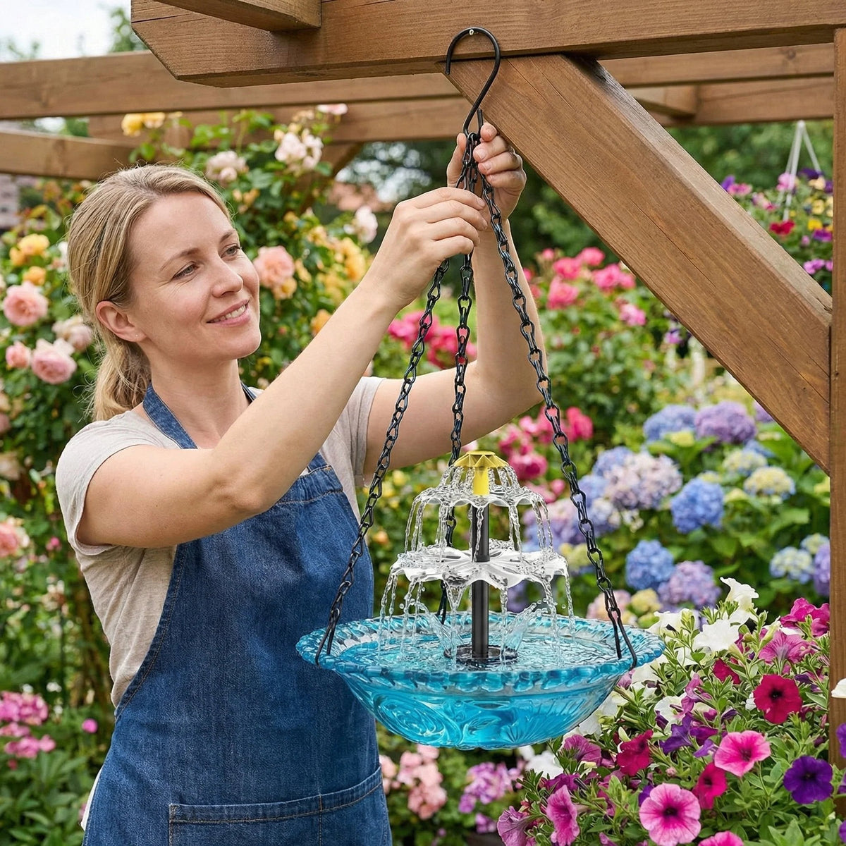 BirdOasis – Solar Hanging Cascade Fountain