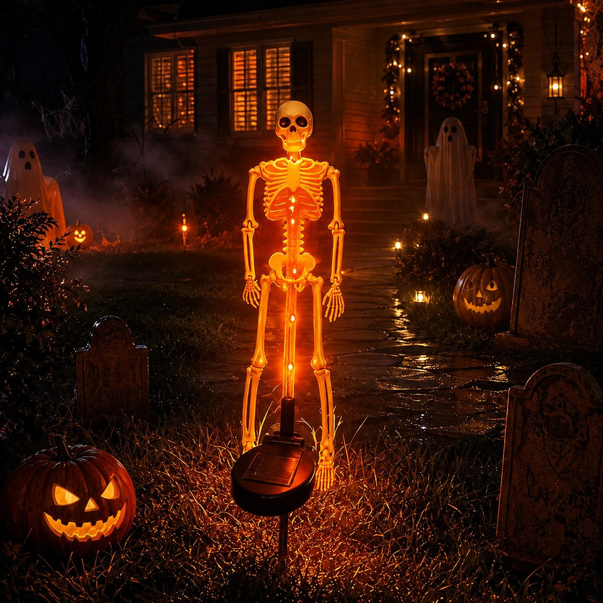 HauntedGlow – Purple Skeleton Solar Yard Stake