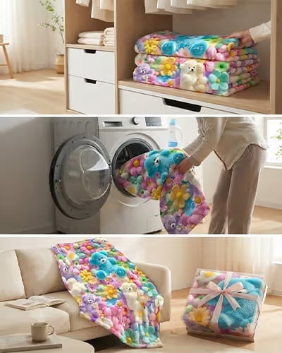 VelvetCloud – Cute Plush 3D Floral Throw Blanket