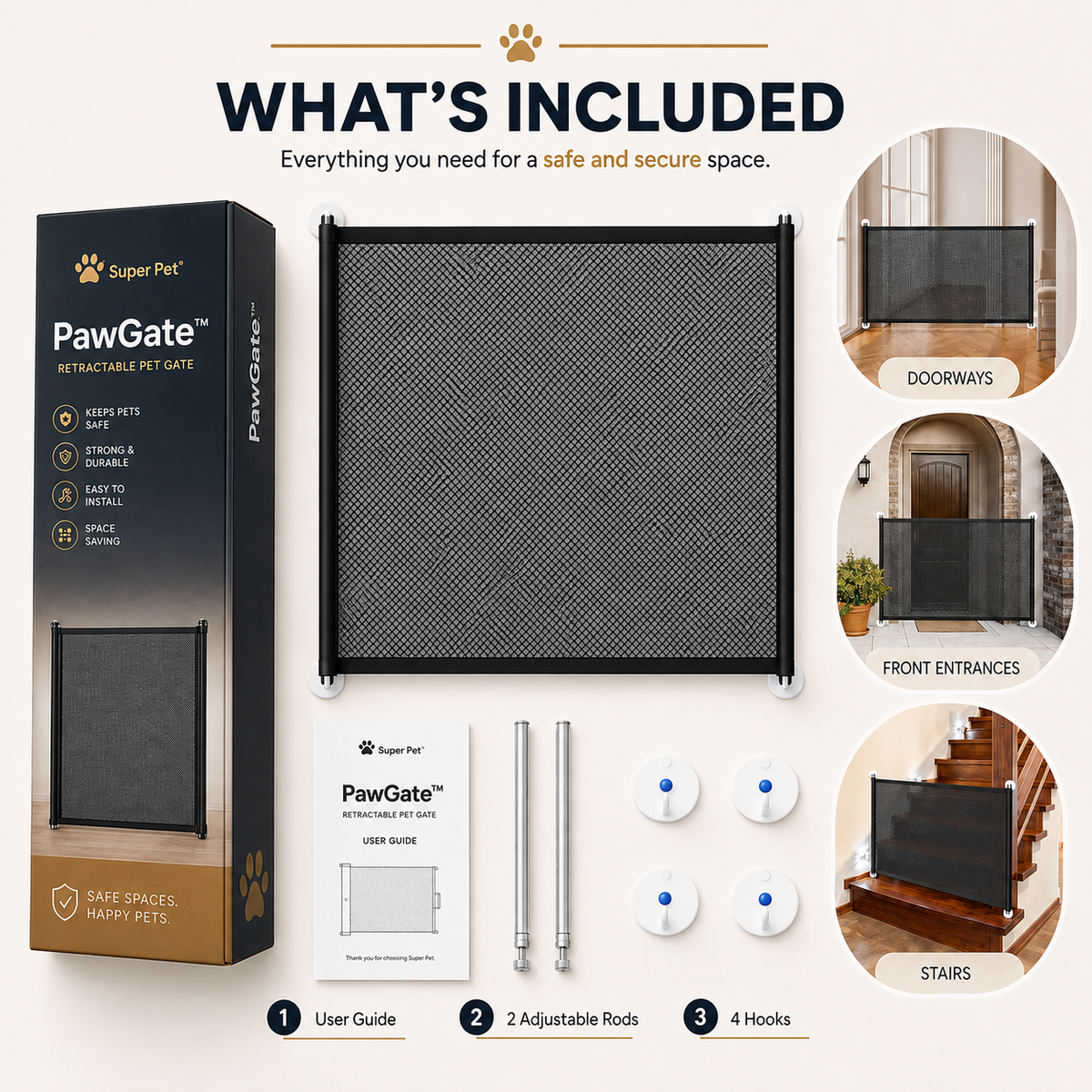 PawBarrier – Lightweight Woven Pet Safety Gate